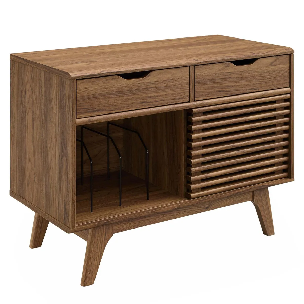 Modway Furniture Modway Furniture Render Vinyl Record Display Stand Walnut 36.5"L x 17.5"W x 27.5"H — product photo