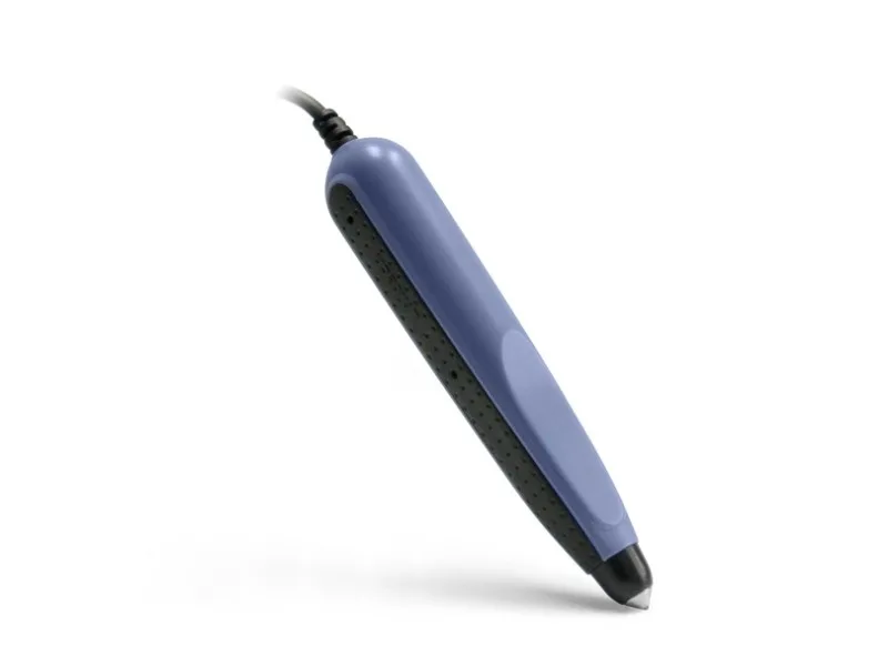 Light-grey wand barcode scanner with ergonomic grip