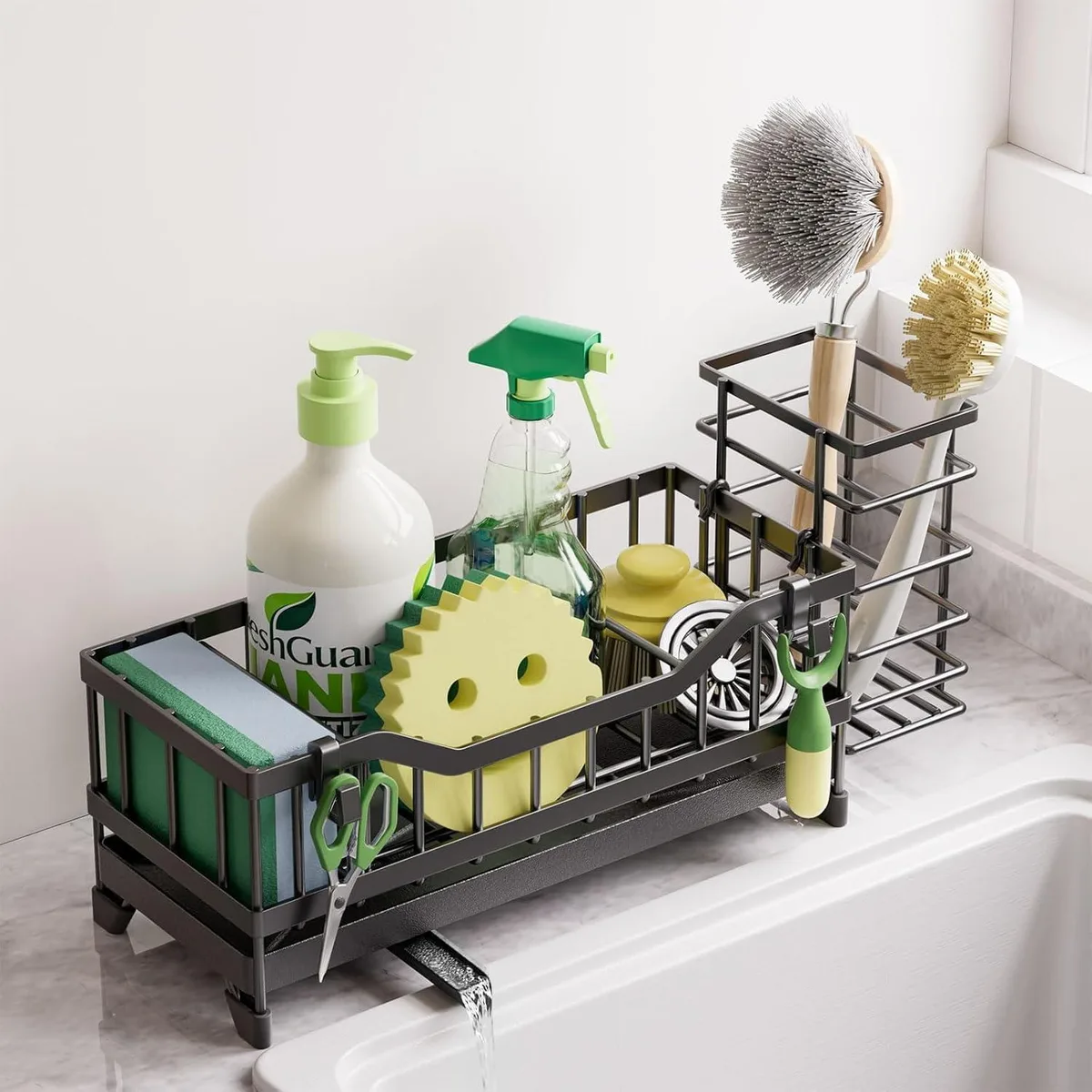  Sponge Holder for Kitchen Sink — 304 Stainless Steel, Black — product photo