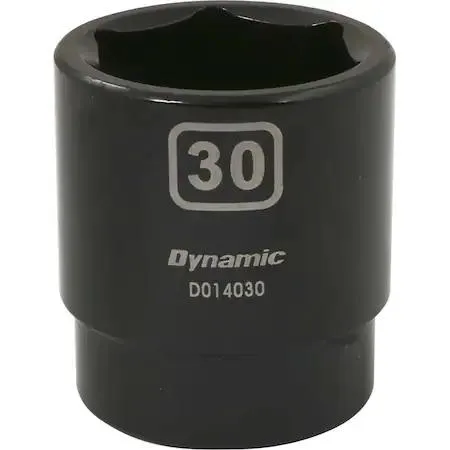 30mm 1/2 inch drive 6-point socket with black phosphate finish