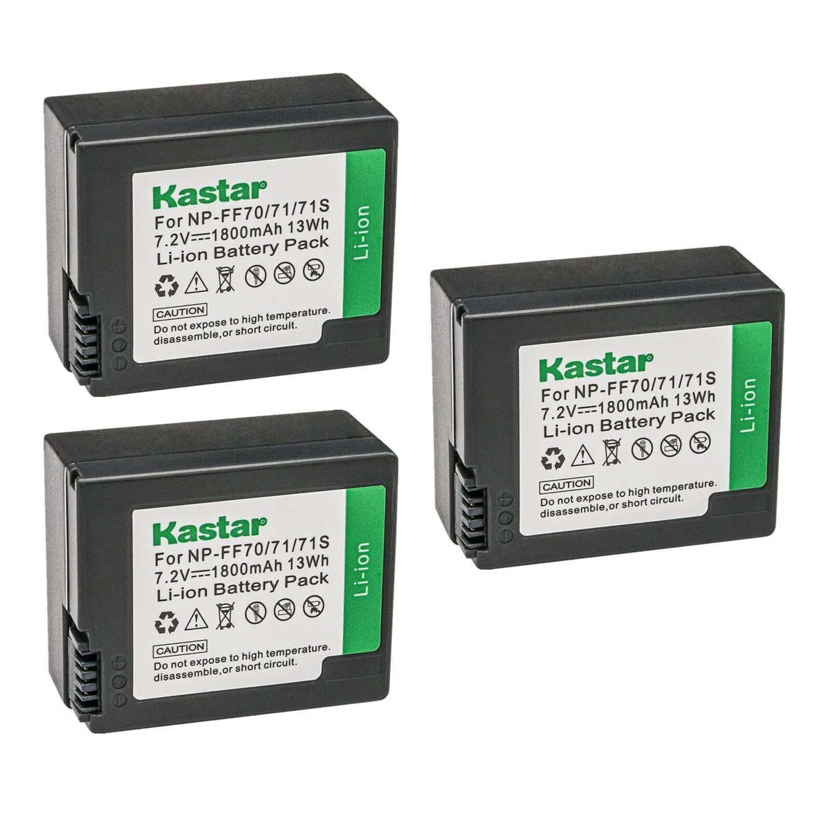 Kastar Kastar NP-FF70 Li-Ion Camera Battery 3-Pack 7.2V 1800mAh — product photo