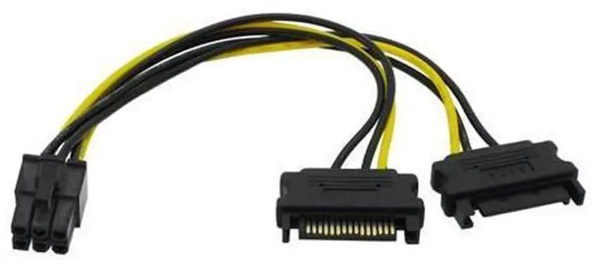 SMUGDESK SMUGDESK 2 x SATA 15Pin to PCIe 6Pin Power Splitter Cord 18CM 18AWG Desktop Auxiliary — product photo