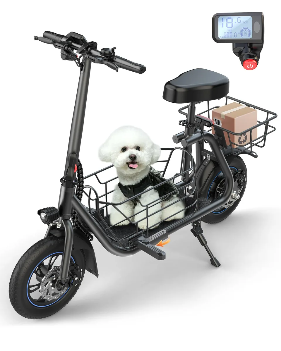 GYROOR GYROOR C1S 550W 36V 7.8Ah 12" pneumatic seat basket rack scooter — product photo