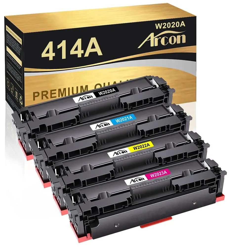 Four rectangular toner cartridges in black cyan yellow magenta new condition