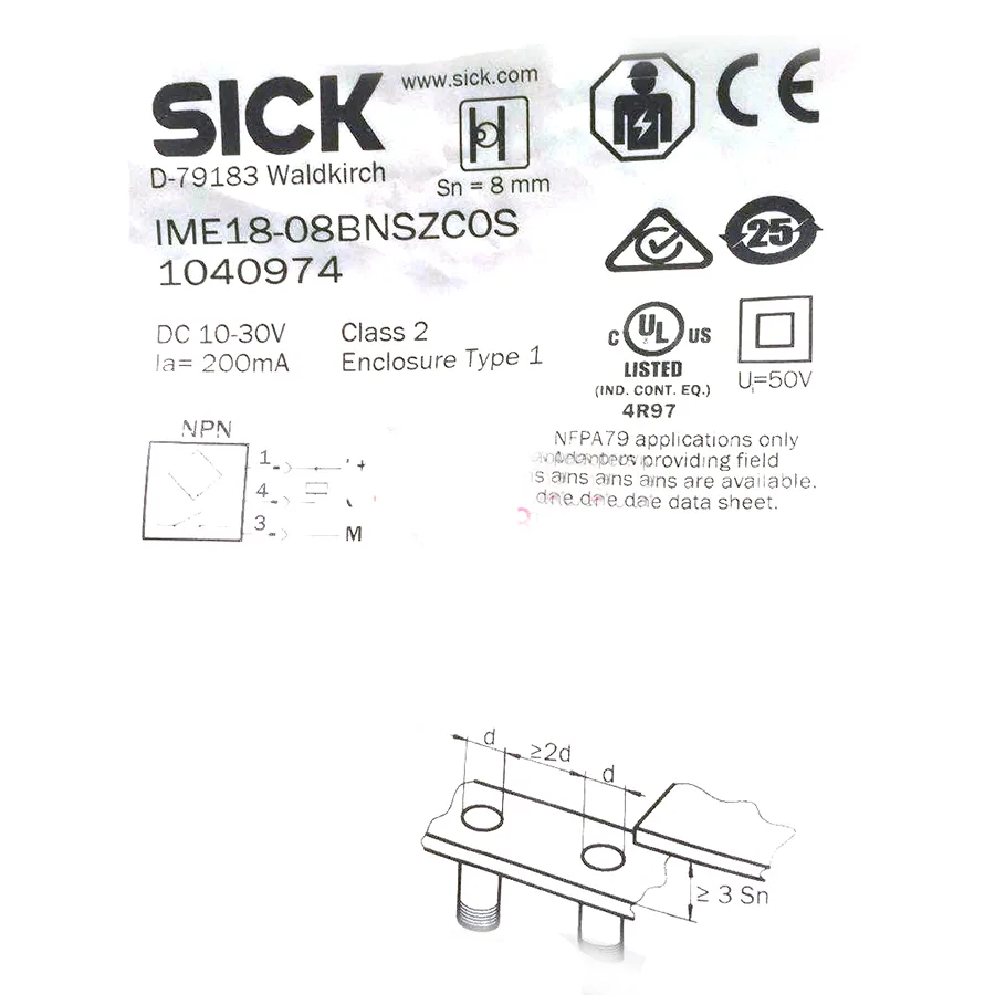 Sick Sick IME18-08BNSZC0S Inductive Proximity Sensor NPN 8mm M18 — product photo