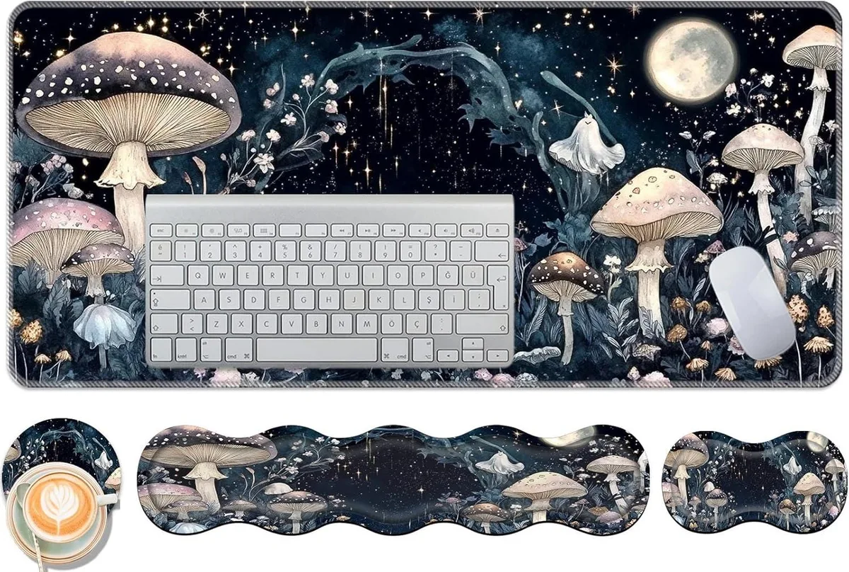 Kenuco Kenuco Wrist Rest & Mouse Pad Set 31.5x11.8 Mushroom Galaxy — product photo