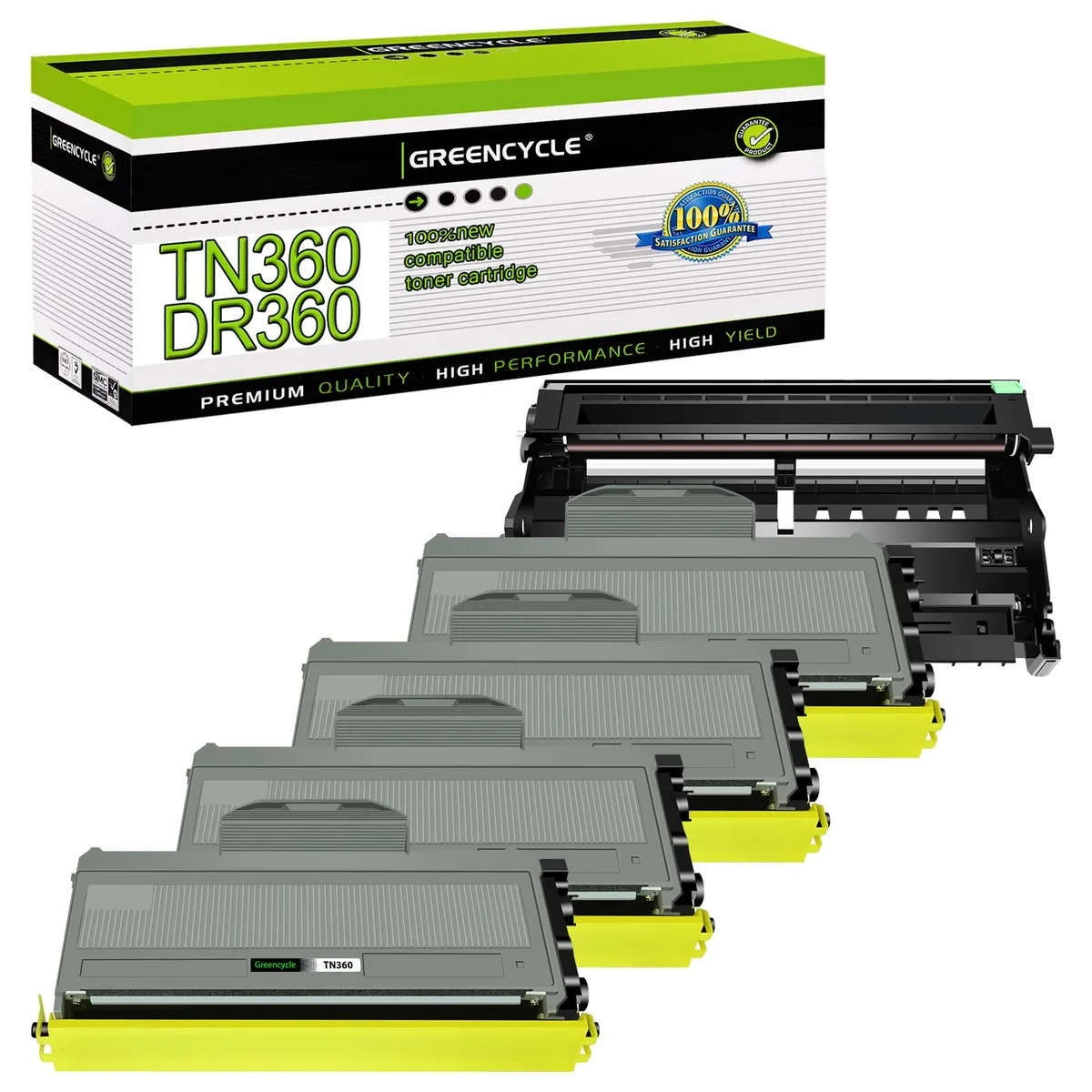GREENCYCLE GREENCYCLE TN360 DR360 toner cartridge and drum unit 4 pack — product photo