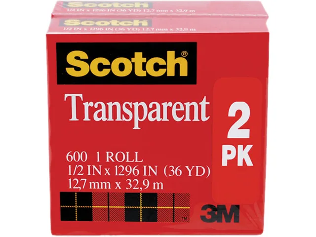 Pack of Scotch 600H2 transparent tape rolls, yellow packaging