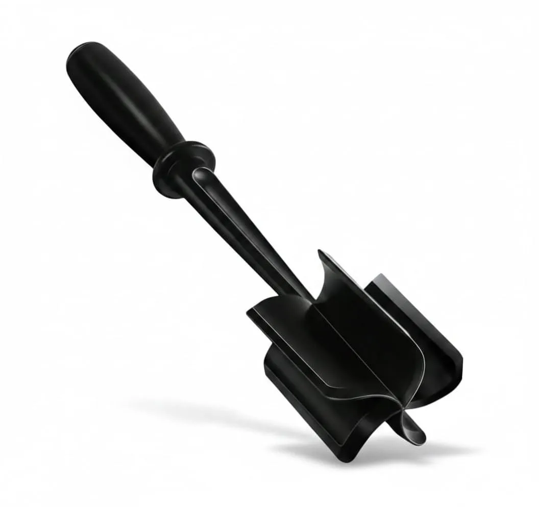 Black nylon ground beef chopper with multi-blade head and ergonomic handle