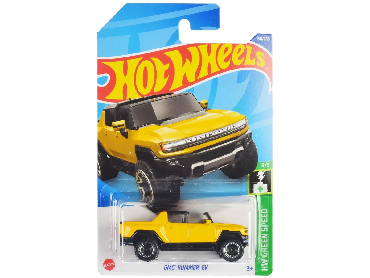Hot Wheels Hot Wheels GMC Hummer EV Pickup Truck Yellow Open Top HW Green Speed Diecast Hobby Collectible — product photo
