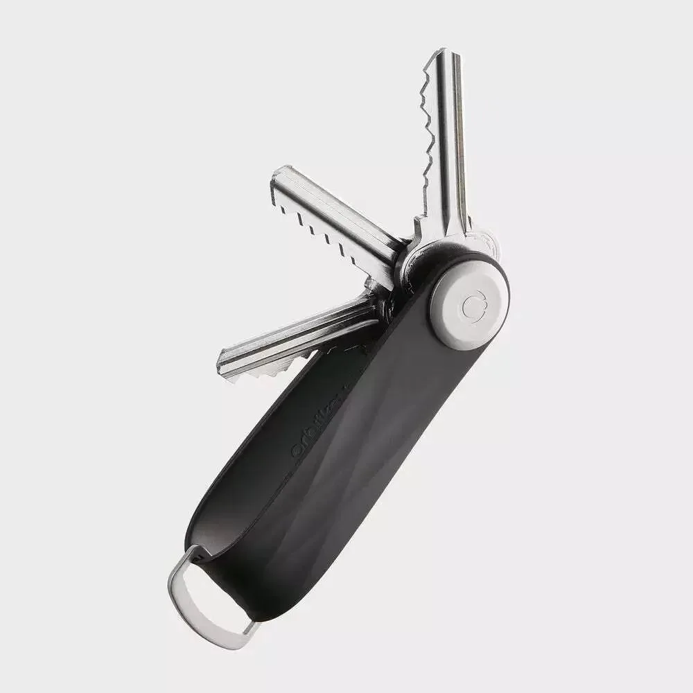 Jet black polymer key organiser with stainless steel D-ring and screw post