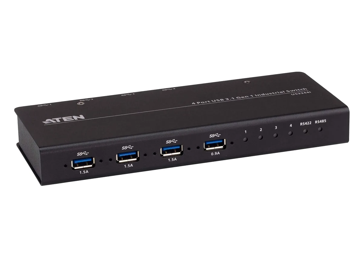 ATEN ATEN US3344I 4x4 USB 3.2 Gen 1 Industrial Hub Switch 2 in 1 accessory — product photo