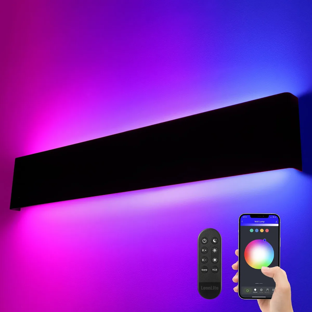 TorchStar LED TorchStar LED 31.5" Smart WiFi LED Wall Sconce 30W RGBCW IP65 Black — product photo