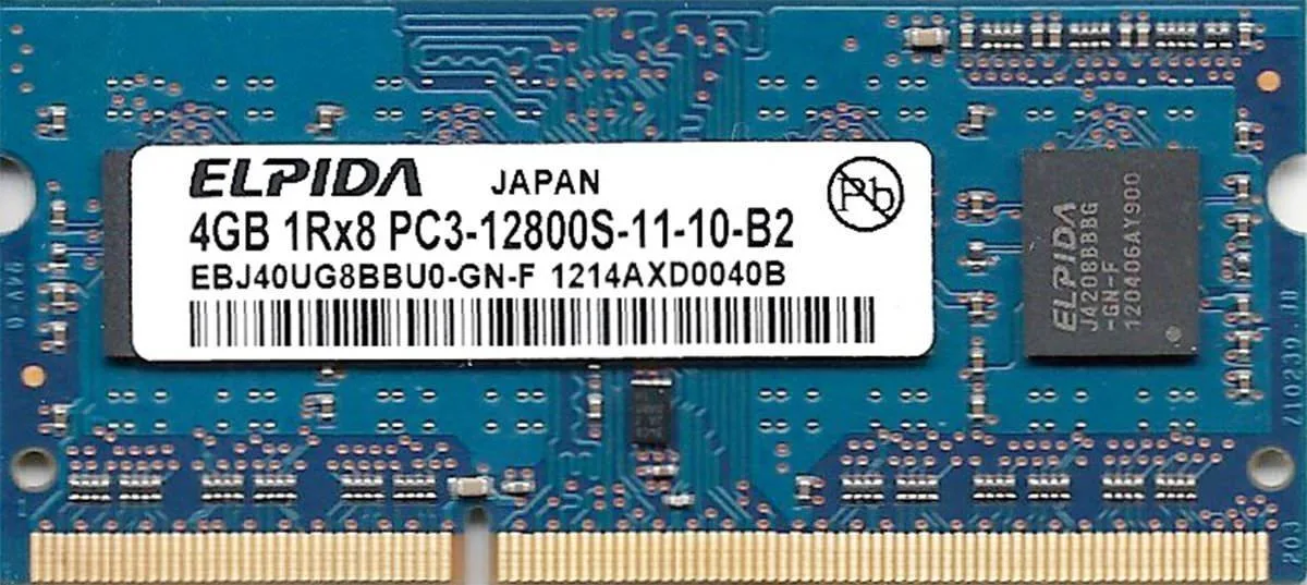 Elpida Memory, Inc Elpida Memory, Inc EBJ40UG8BBU0-GN-F 4GB DDR3 1600 laptop RAM — product photo