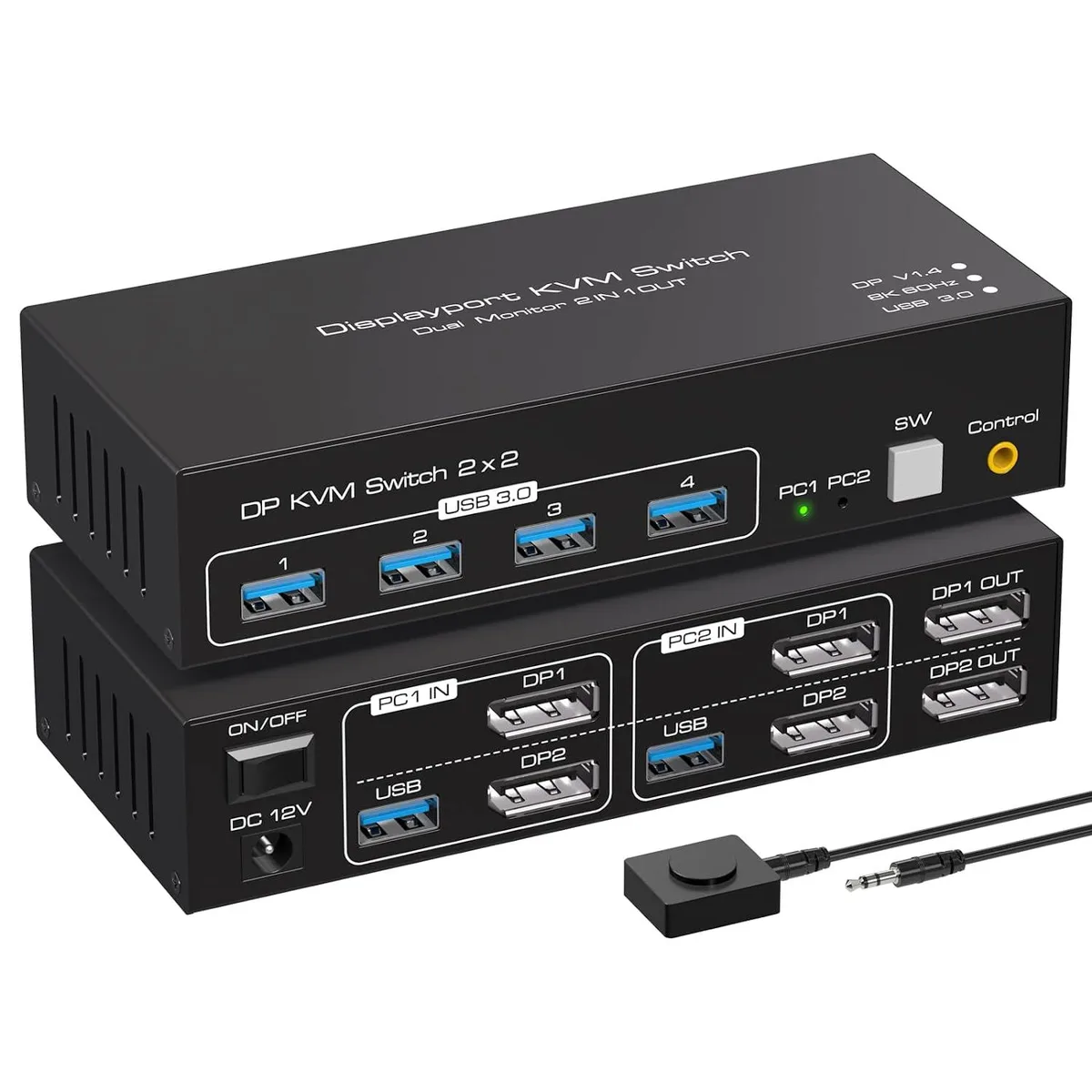 Jansicotek Jansicotek SW223-2DP 2x2 DP 1.4 KVM Switch 8K60 4K120 — product photo
