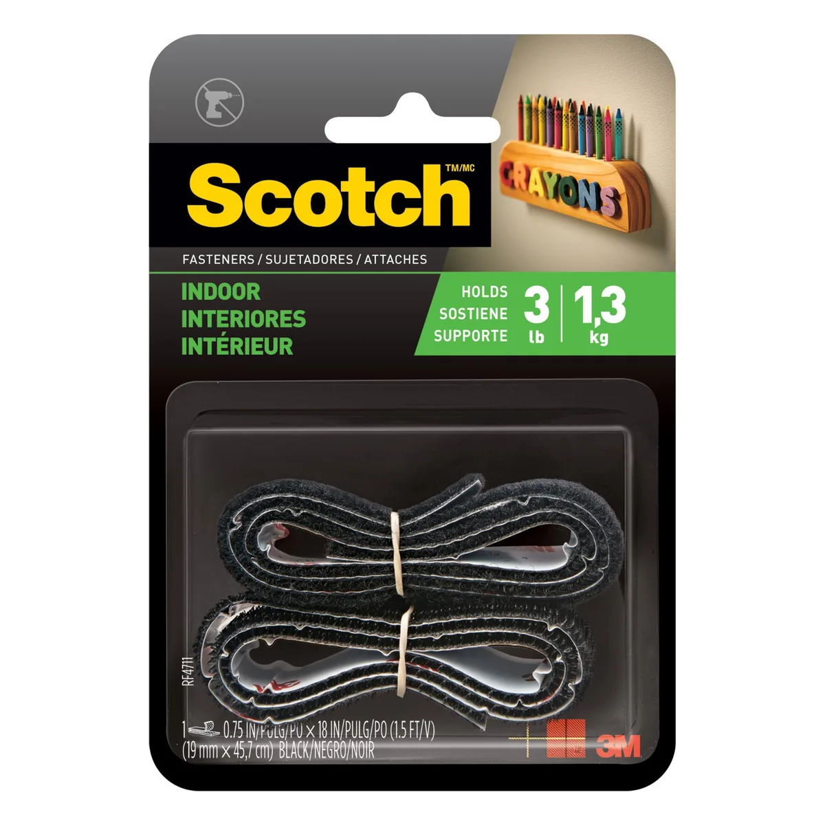 3M 3M Scotch Indoor Fastener Strips 3/4 in x 18 in Black RF4711 — product photo