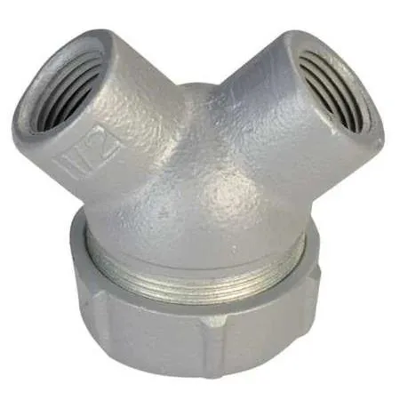 Powder-coated aluminium 90-degree conduit elbow with female threads
