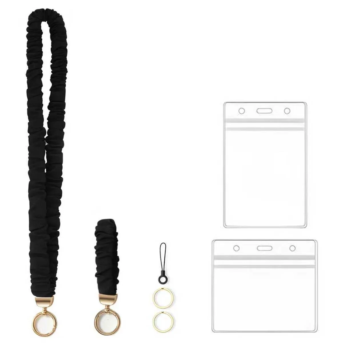  Stretchy Scrunchie Lanyard with ID Holder Retractable Teacher Lanyard for Badges — product photo