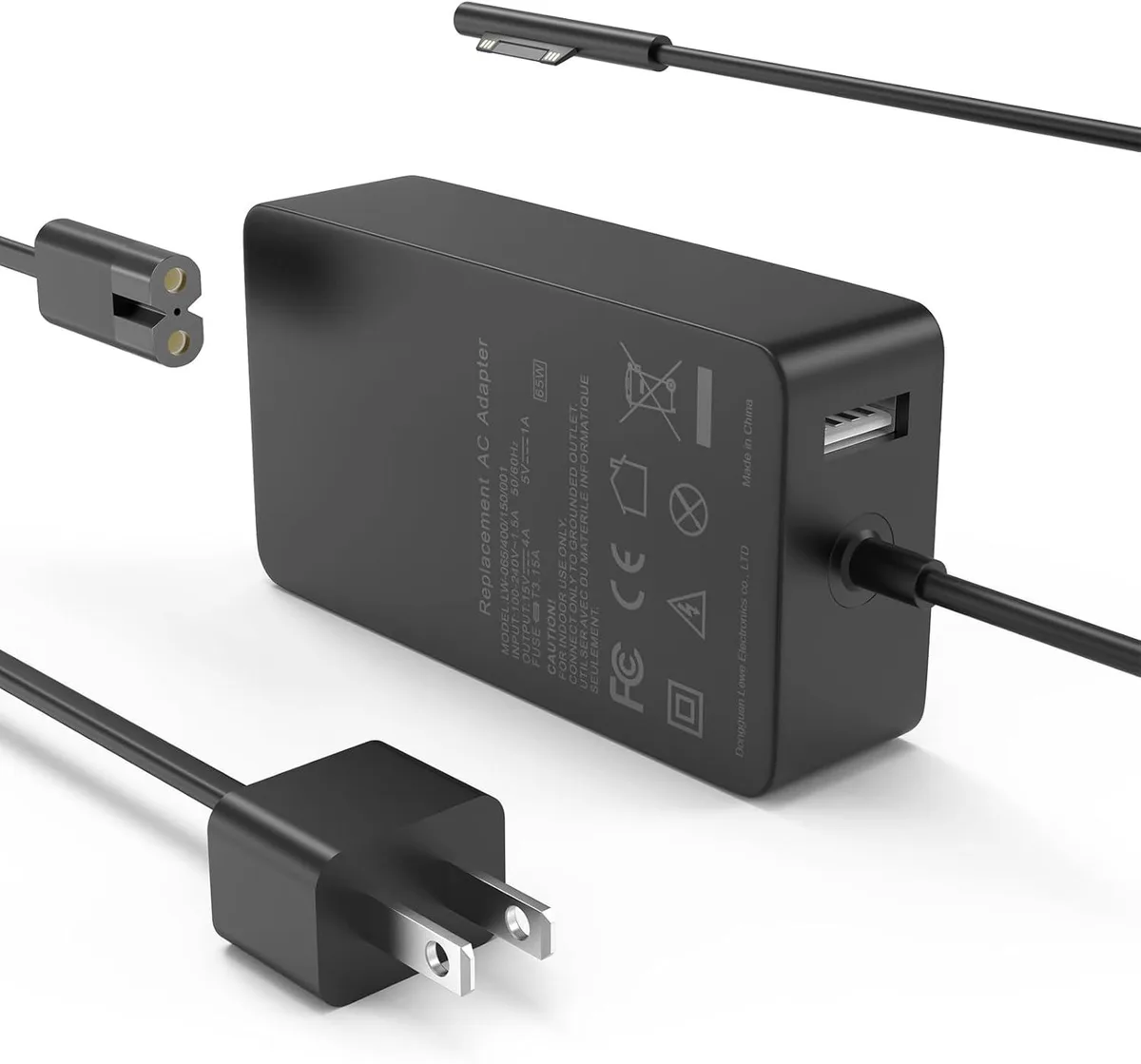 Kenuco Kenuco 65W AC adapter with USB port for Surface Pro 3-7, Book, Laptop — product photo