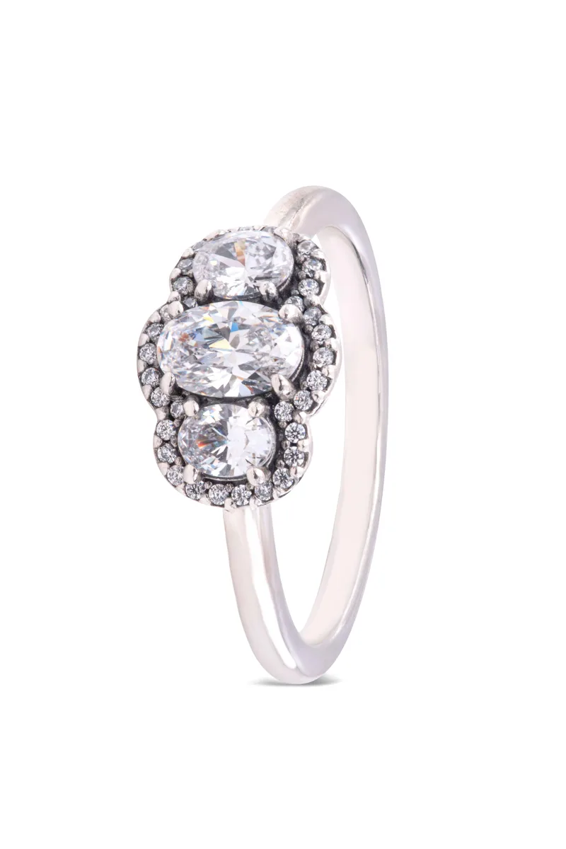 PANDORA PANDORA Three Stone Vintage Ring sterling silver cubic zirconia — product photo