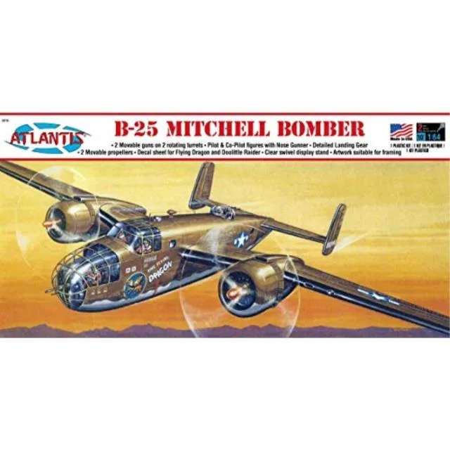 Atlantis Toy and Hobby Atlantis Toy and Hobby ADIB07RBQ66LP 1:64 B-25 Mitchell 55-part hobby collectible — product photo