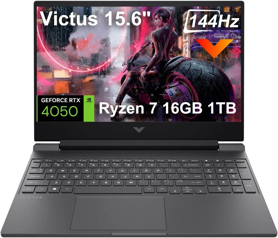 HP HP Victus 15 gaming laptop 15.6 144 Hz Ryzen 7 7445HS RTX 4050 32GB 1TB Black — product photo