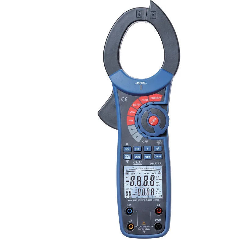 CEM CEM DT-3353 True RMS 1000A AC Watt Clamp Meter electrician tool — product photo