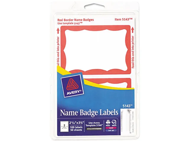 Avery Avery 5143 Red Border-Style Name Badge Labels 100 Pack — product photo