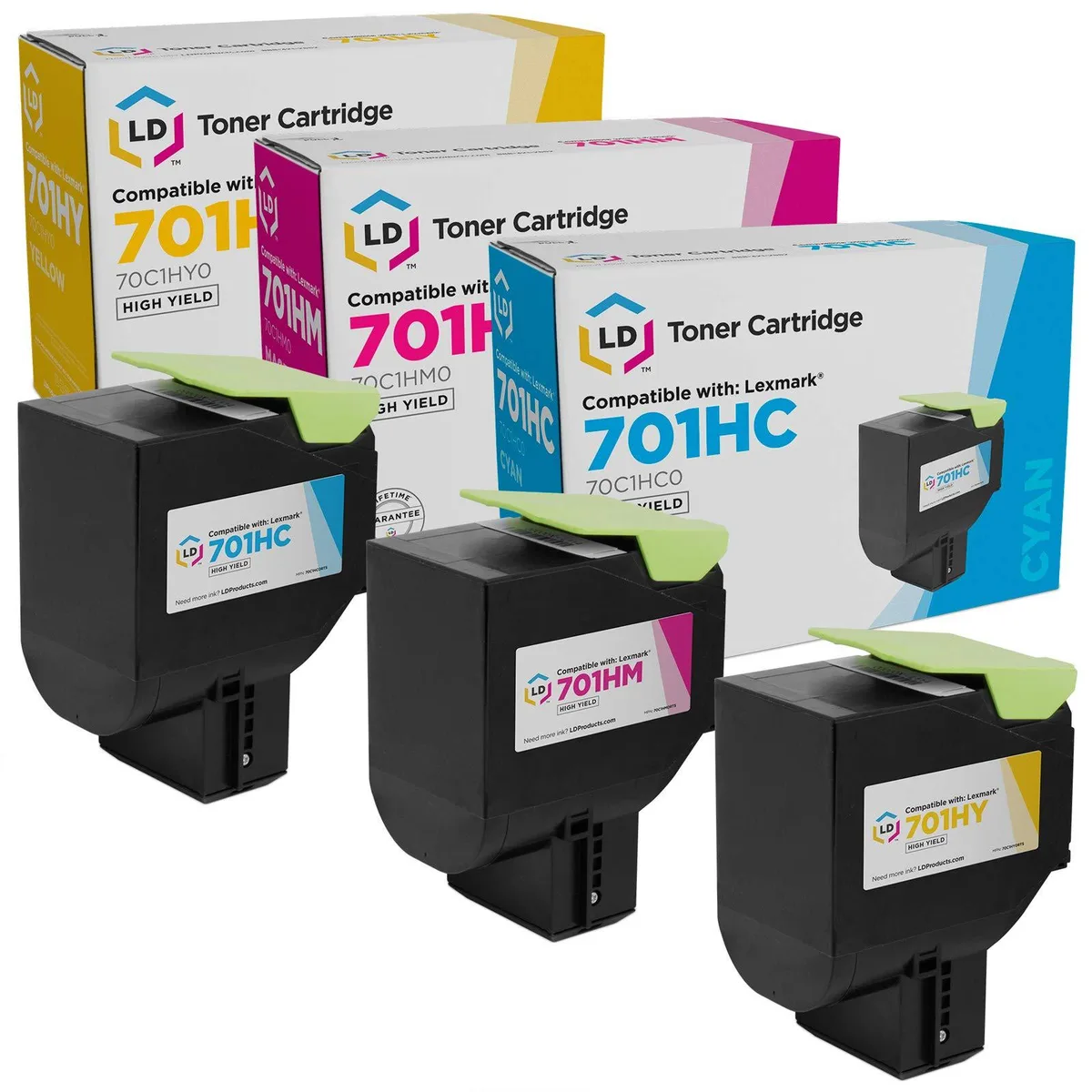 LD Products LD Products 701H High Yield Toner Cartridge 3-Pack Cyan Magenta Yellow — product photo