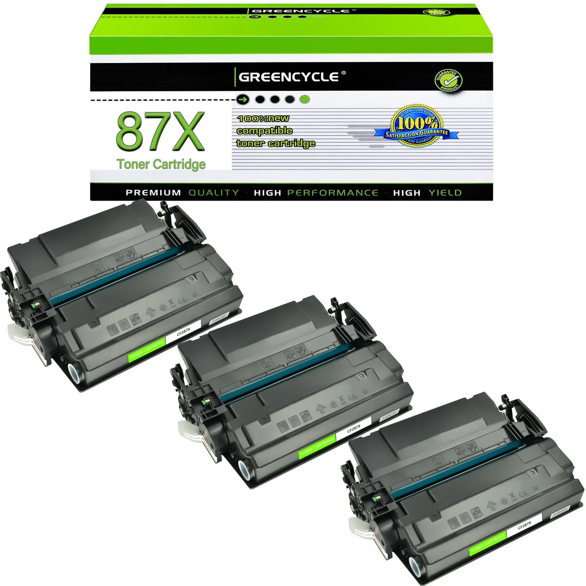GREENCYCLE GREENCYCLE CF287X toner cartridge 3 pack black 18000 pages — product photo