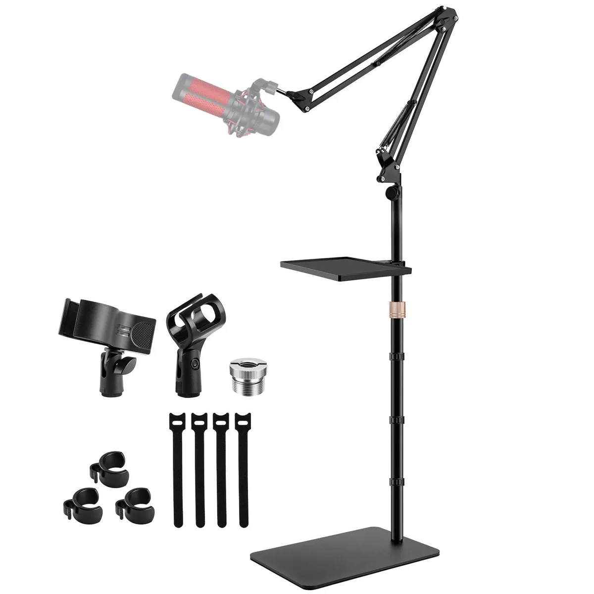 Ion LD36 floor microphone stand with utility tray, square 5.2lb base, black steel finish