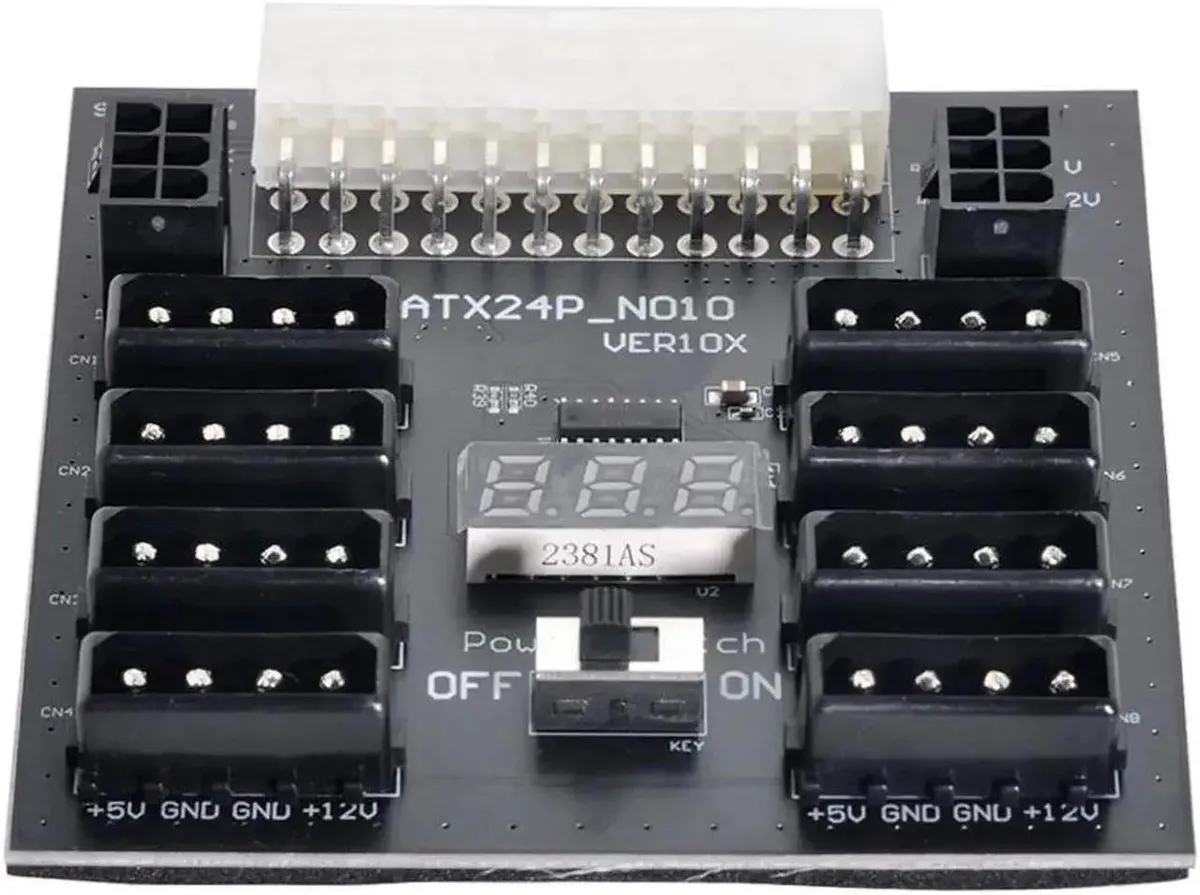 SMUGDESK SMUGDESK ATX 24Pin Breakout Board 8×IDE 4Pin 2×PCIe 6Pin Power Adapter — product photo