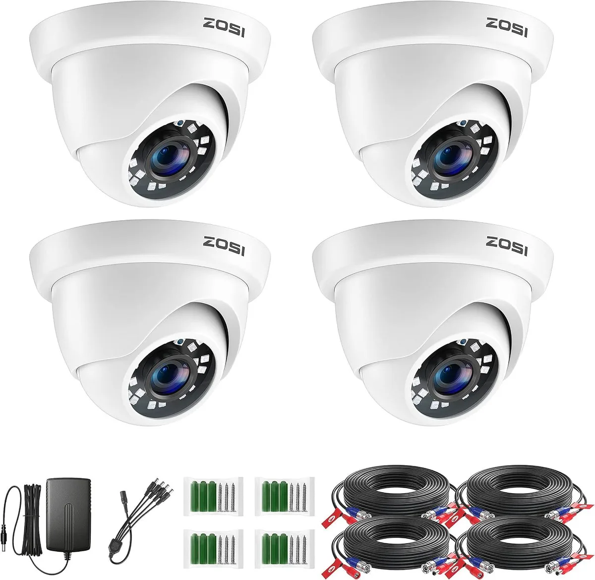 TAURKENAM TAURKENAM 4 Pack 1080p HD-TVI Dome CCTV Camera 24 LED 80ft Night Vision IP66 — product photo