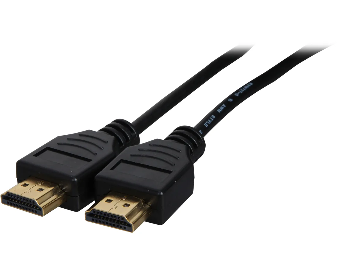 Black 25 ft HDMI cable with gold-plated male connectors at both ends