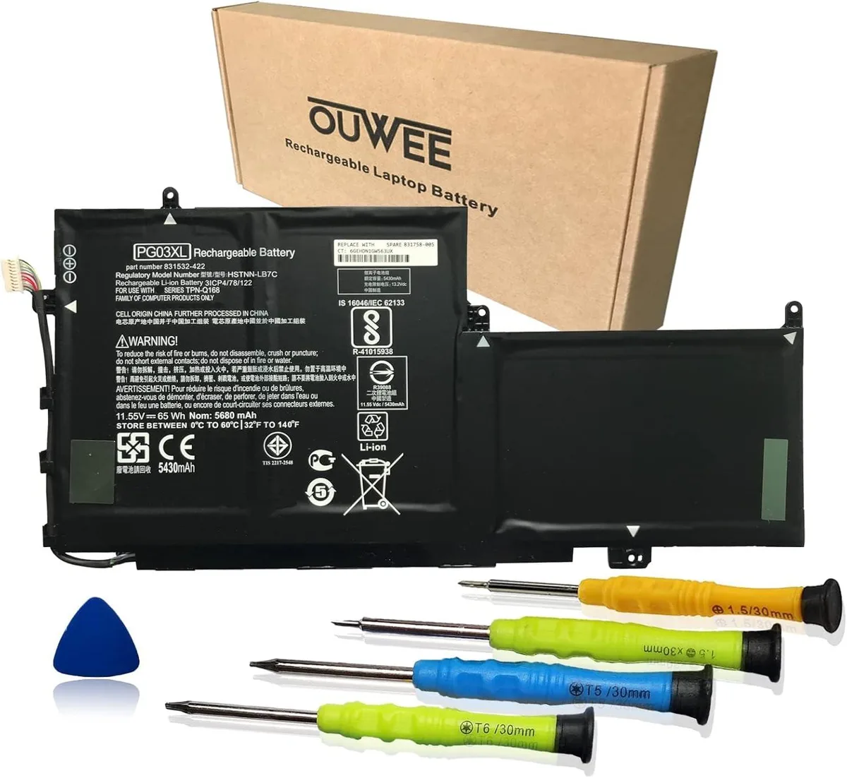 TAURKENAM TAURKENAM laptop battery PG03XL 11.55V 65Wh 5680mAh Shape-B — product photo
