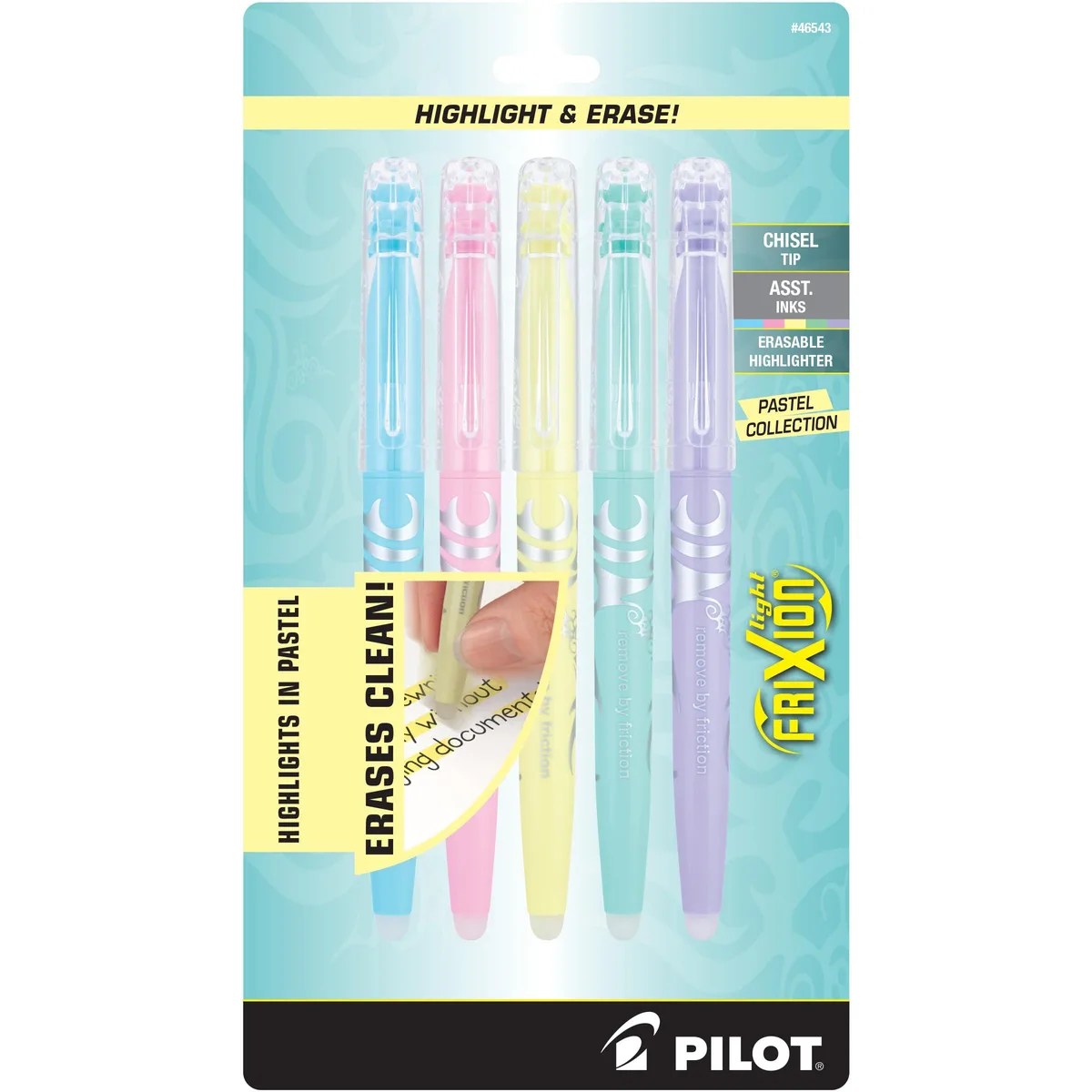  Pilot FriXion Light Pastel Erasable Highlighters, Chisel Tip, 5-Pack — product photo