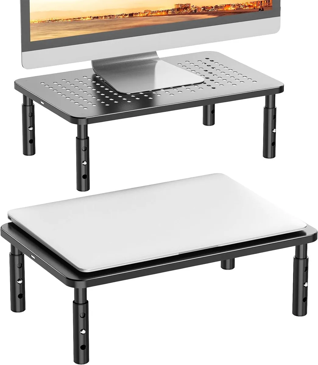 PISKEKAT PISKEKAT Dual Monitor Riser 2 Pack Black server rack — product photo