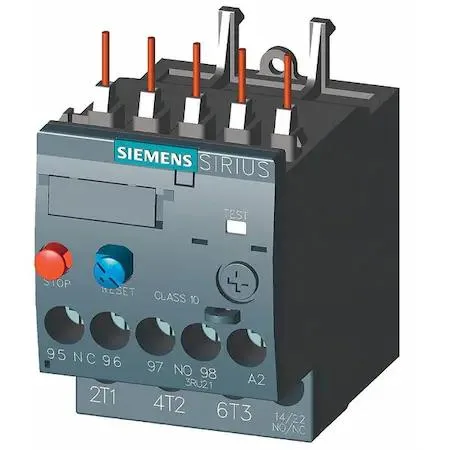 Compact grey IEC overload relay with screw terminals and direct contactor mount