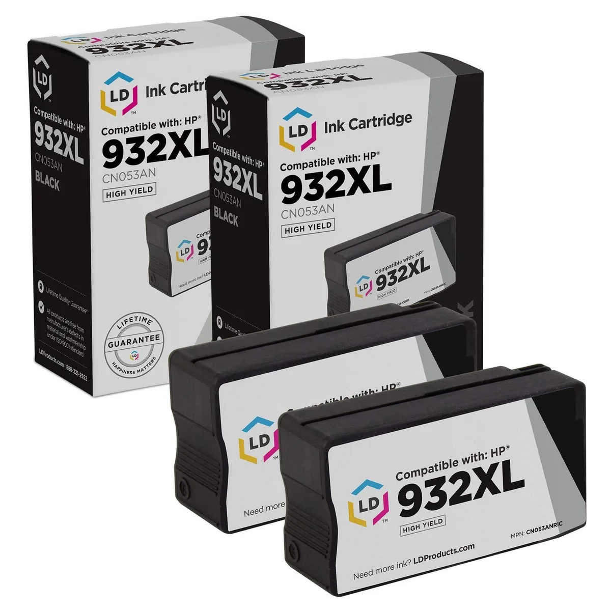 LD Products LD Products Remanufactured HP 932XL CN053AN Black Ink Cartridge 2-Pack 1000 Pages — product photo