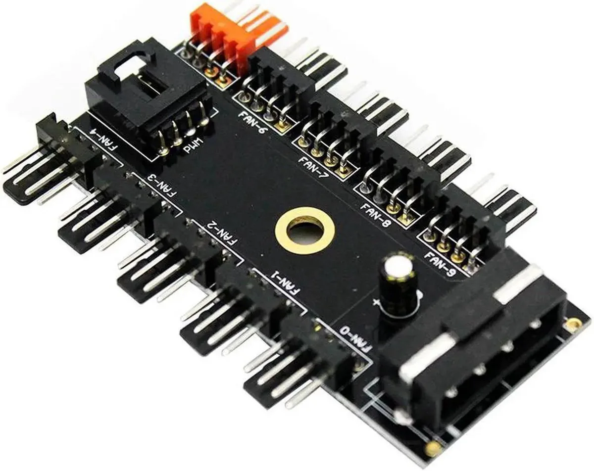 Vszerda Vszerda 1-to-10 4-Pin PWM Fan Hub Splitter Cable SATA Black — product photo