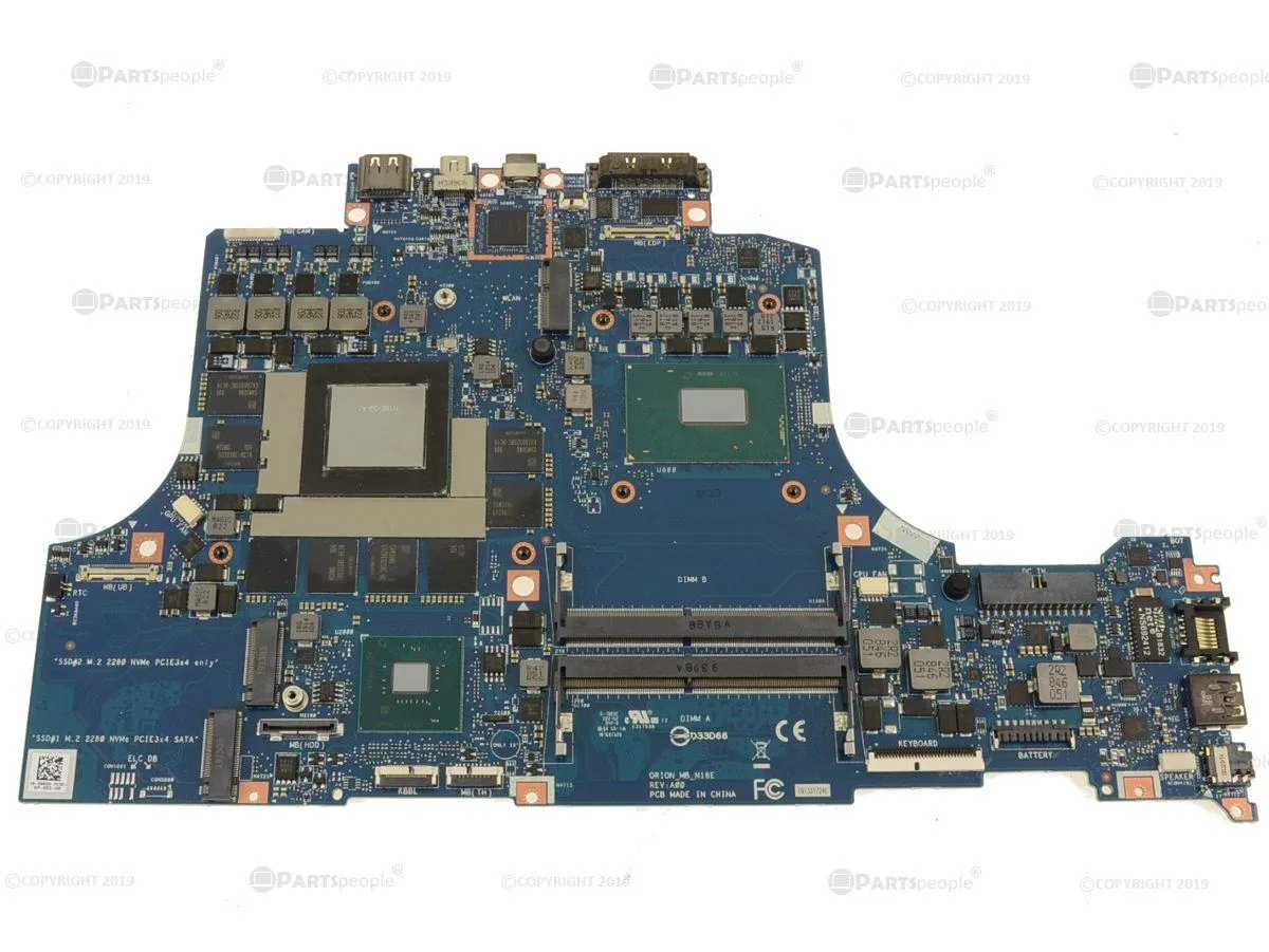 DELL DELL Alienware m15 m17 Motherboard i7-8750H 2.2GHz RTX 2080 Max-Q W9G04 — product photo