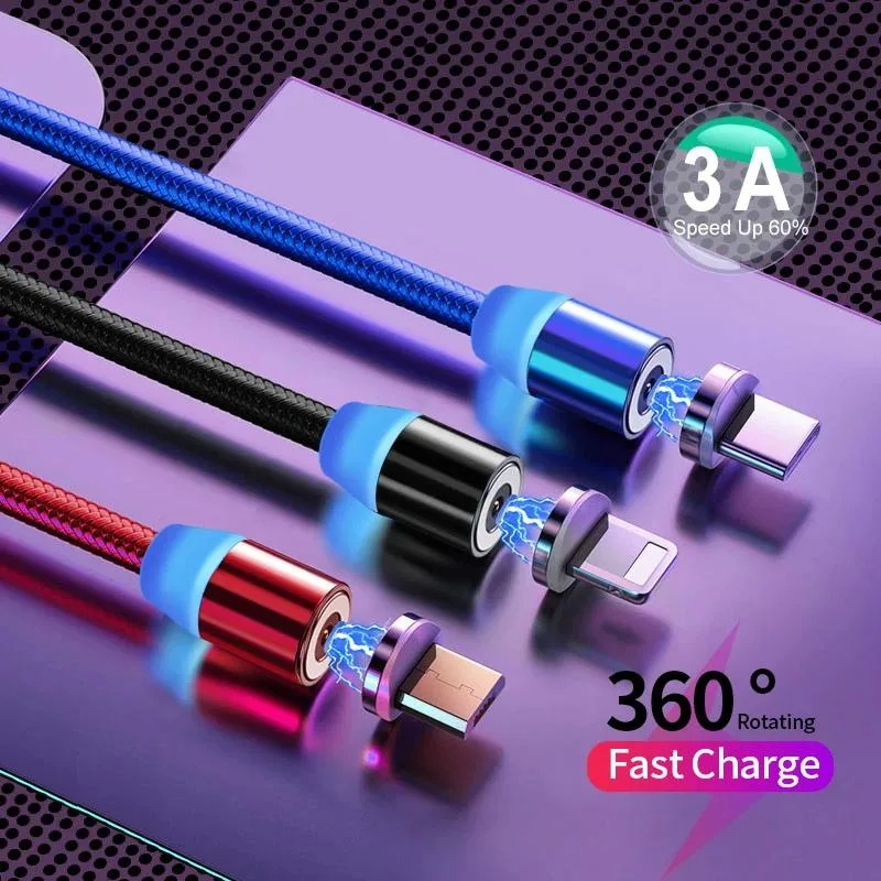 Hetai Tech Hetai Tech Magnetic USB Cable Micro USB to USB A 360° LED Braided Charging Only — product photo