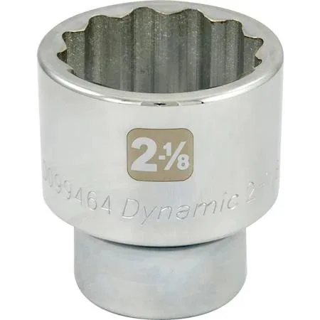 Chrome-finished 1-inch drive SAE socket with laser-etched markings