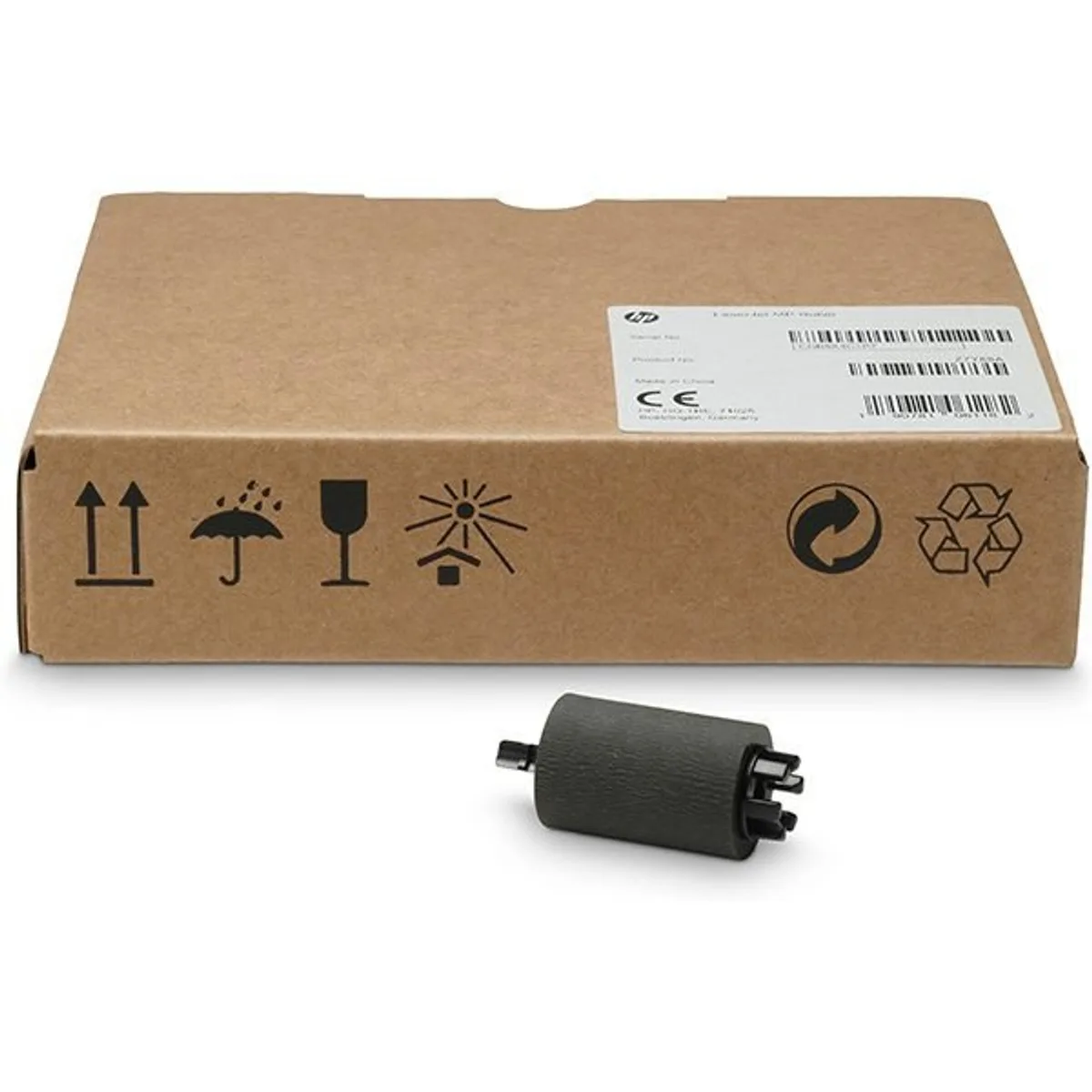 HP LaserJet MP roller, cylindrical black rubber part with metal ends