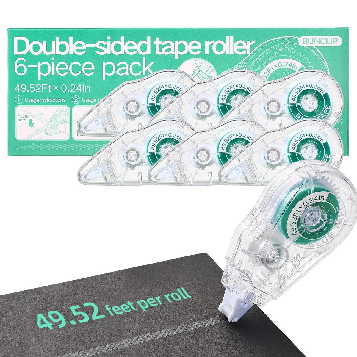  BUNCLIP Double-Sided Tape Runner 6-Pack 49.52ft .24in — product photo