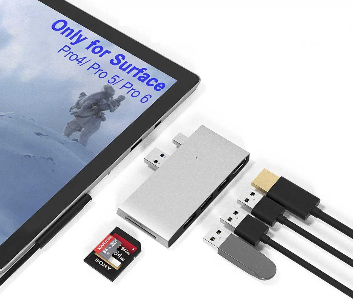 NuoTo NuoTo Surface Pro 4/5/6 Docking Station 4K HDMI 3 USB 3.0 SD MicroSD — product photo