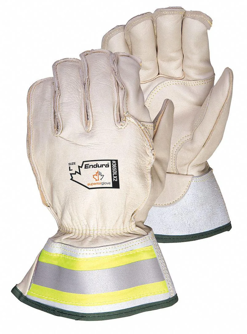 Endura Endura 365DLX2-M Leather Gloves, Horsehide, Gauntlet, White, M, 1 PR — product photo