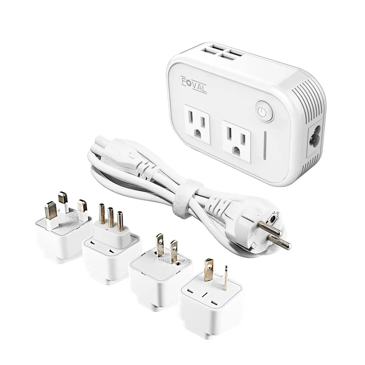 Adafruit Adafruit 220V to 110V Travel Voltage Converter 230W White 2 in 1 accessory — product photo