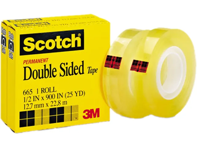 3M 3M 665-2PK Double-Sided Office Tape 1/2" x 900" Clear 2/Box — product photo