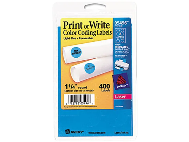 Avery Avery 5496 Removable Color-Coding Labels Light Blue 12/Sheet 400/Pack — product photo
